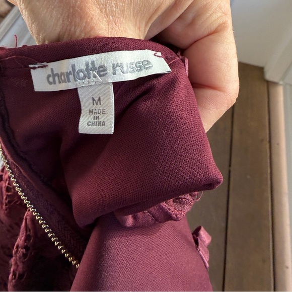 Charlotte Russe Burgundy Lace Mini Dress- Size M - Picture 7 of 7